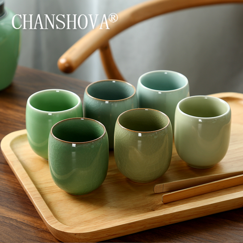 Celadon Ceramic Cup - CHANSHOVA-Porcelanowy zestaw filiżanek do herbaty, tradycyjny