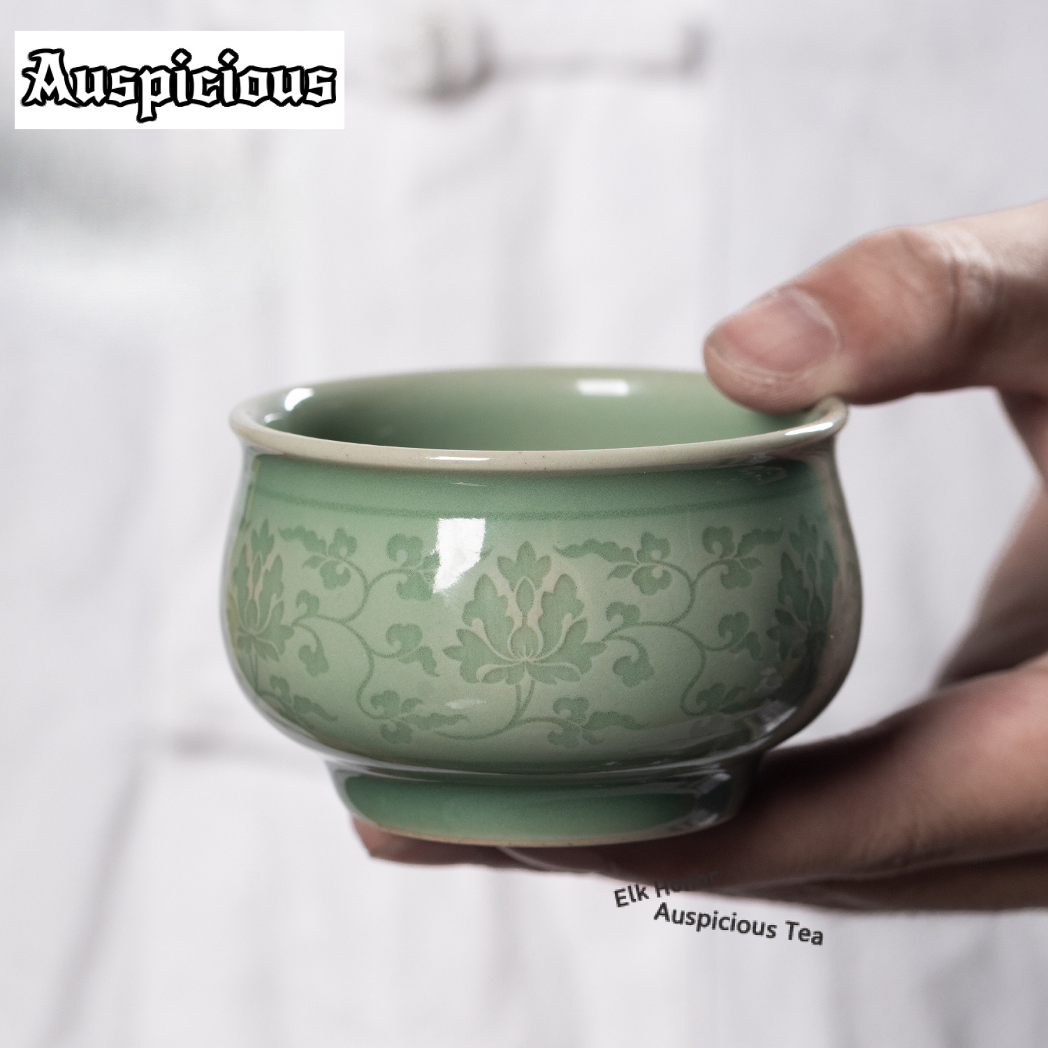 Celadon Ceramic Cup - 108ml Ręcznie Robiona Filiżanka do Herbaty