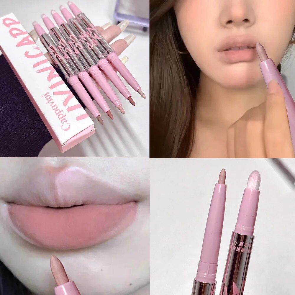 Lip Tint Korean - Nude konturówka do ust z pędzelkiem